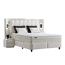 Upholstered bedroom with mattress JULIE 140 x 200 - Pearl SY