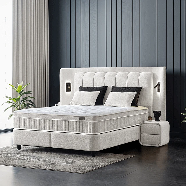Тапицирана спалня с матрак JULIE 140 x 200 - Перла SY