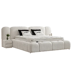 Upholstered bedroom with mattress BUMBY 160 x 200 - white 01