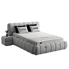 Upholstered bedroom with mattress RODOS 140 x 200 - light gray 326