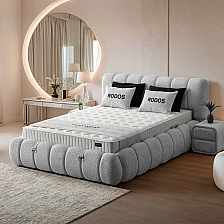 Upholstered bedroom with mattress RODOS 160 x 200 - light gray 326