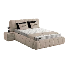 Upholstered bedroom with mattress RODOS 160 x 200 - beige 04