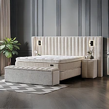 Upholstered bedroom with mattress FLORIDA 160 x 200 - cream 01