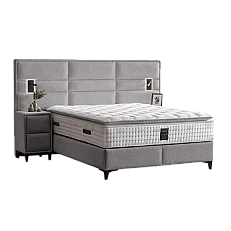 Upholstered bedroom with mattress MATHILDA 160 x 200 - silver 25