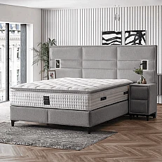 Upholstered bedroom with mattress MATHILDA 160 x 200 - silver 25