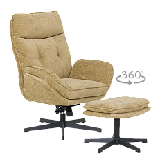 Armchair with stool ANDREA - mustard