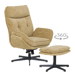 Armchair with stool ANDREA - mustard