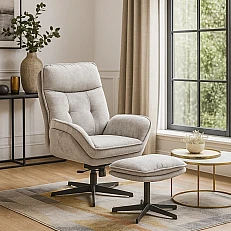 Armchair with stool ANDREA - light gray