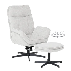 Armchair with stool ANDREA - champagne