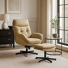 Armchair with stool ANDREA - mustard