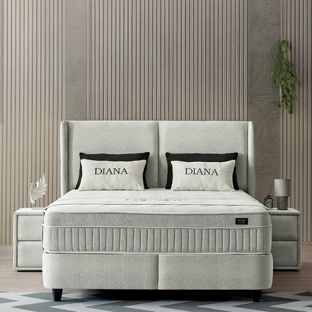 Тапицирана спалня с матрак DIANA 180 x 200 - светлосив 326