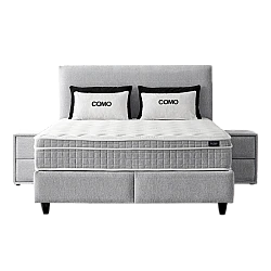 Upholstered bedroom with mattress COMO 180 x 200 - silver AN