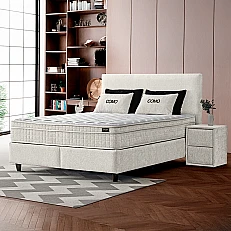 Upholstered bedroom with mattress COMO 180 x 200 - cream 01