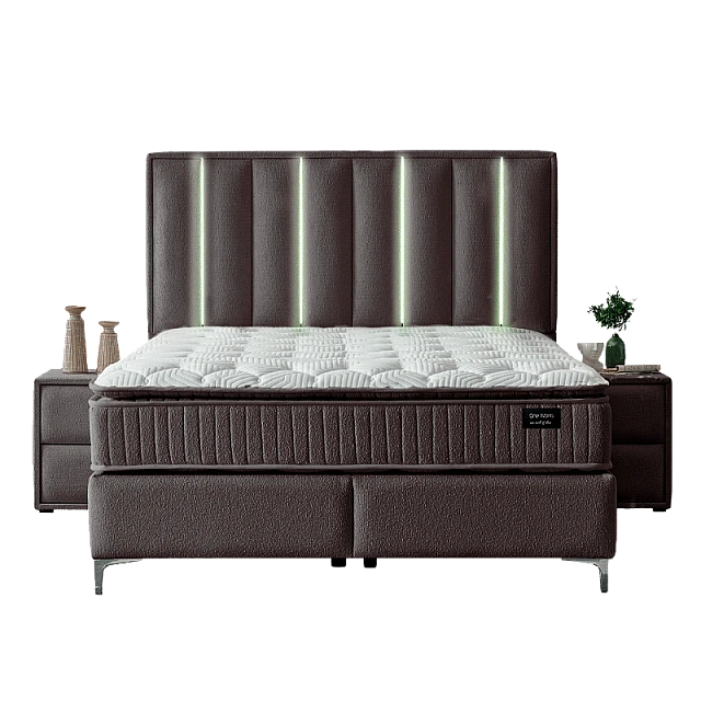 Тапицирана спалня с матрак MINI MOONLIGHT 140 х 200 - тъмнокафяв 680