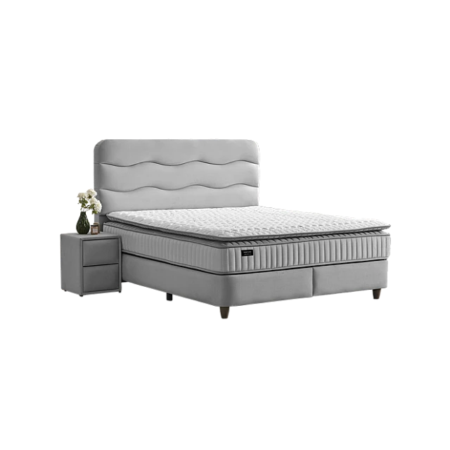 Тапицирана спалня с матрак WAVE 180 x 200 - светлосив 25