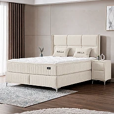 Upholstered bedroom with mattress BELLA 180 x 200 - beige 02