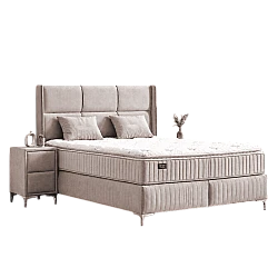 Upholstered bedroom with mattress BELLA 180 x 200 - cream 03