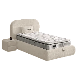Ταπετσαρισμένο κρεβάτι με στρώμα FABER 90 x 200 - latte 06
