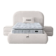Upholstered bed with mattress FABER 90 x 200 - pearl SY
