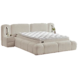 Upholstered bedroom with mattress BUMBY LUX 160 x 200 - pearl SY