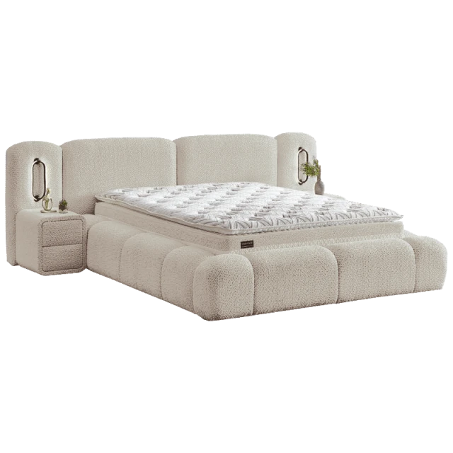 Тапицирана спалня с матрак BUMBY LUX 160 x 200 - перла SY