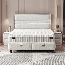 Upholstered bedroom with mattress ASTRA 160 x 200 - pearl SY