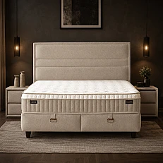 Upholstered bedroom with mattress ASTRA 160 x 200 - beige 04