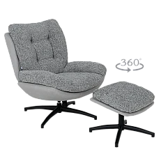 CHAVES armchair with stool - gray