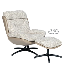 Armchair with stool BEJA - cream