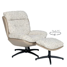 Armchair with stool BEJA - cream