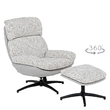 ELVAS armchair with stool - cream