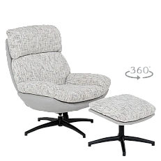 ELVAS armchair with stool - cream