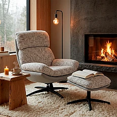 ELVAS armchair with stool - cream
