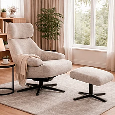 OVAR armchair with stool - beige