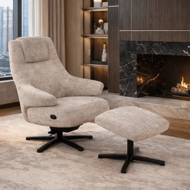 Electric massage chair with stool SINES - cream