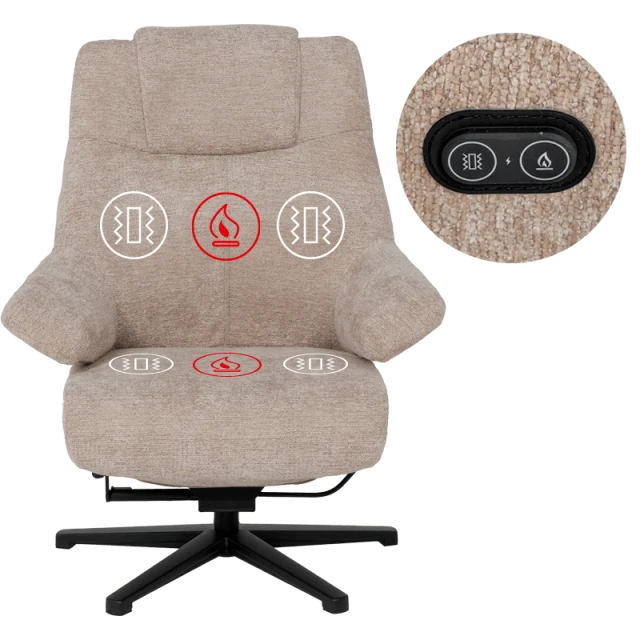 Electric massage chair with stool SINES - cream