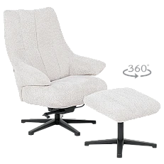Armchair with stool ALFENA - cream