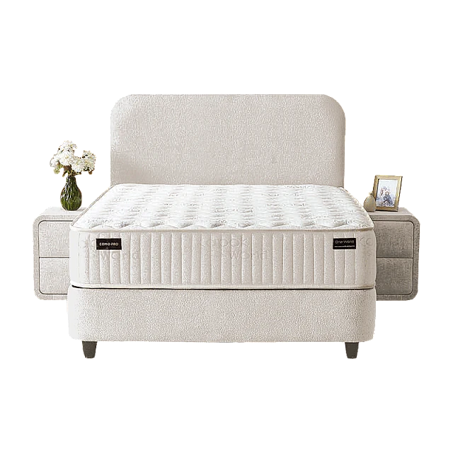 Upholstered bedroom with mattress COMO PRO 120 x 200 - pearl SY