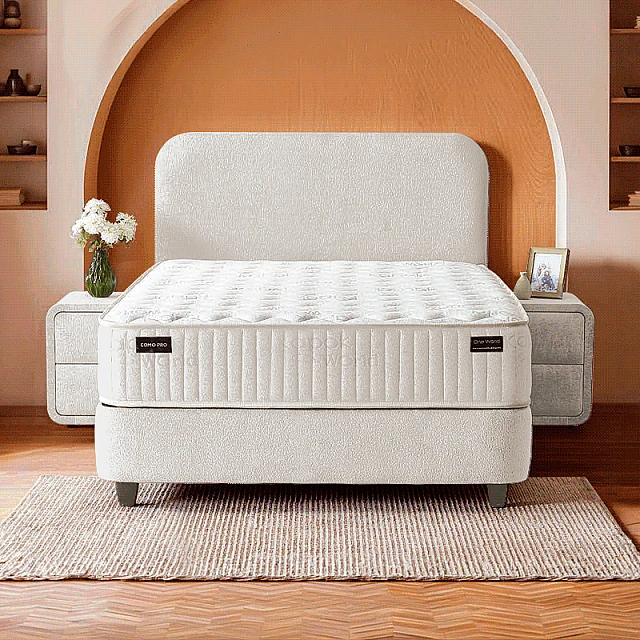 Upholstered bedroom with mattress COMO PRO 120 x 200 - pearl SY