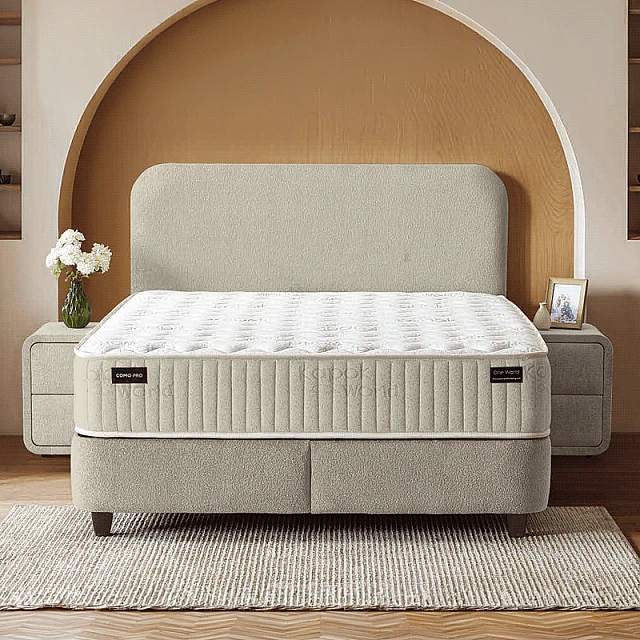 Upholstered bedroom with mattress COMO PRO 140 x 200 - pearl SY
