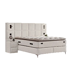 Upholstered bedroom with mattress IBIZA 180 x 200 - cream AN