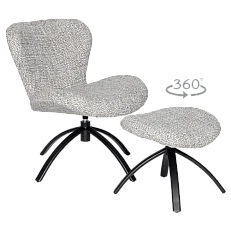 Armchair with stool HAMS - gray