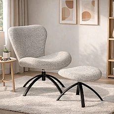 Armchair with stool HAMS - gray