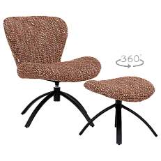 Armchair with stool HAMS - brown