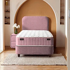 Upholstered bed with mattress COMO PRO 90 x 200 - pink P
