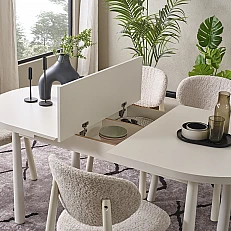 Extendable dining table ZORITA - cream matte SCM