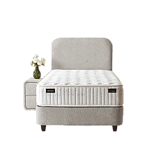 Upholstered bed with mattress COMO PRO 90 x 200 - pearl SY