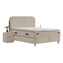 Upholstered bedroom with mattress PORTO 160 x 200 - beige 04