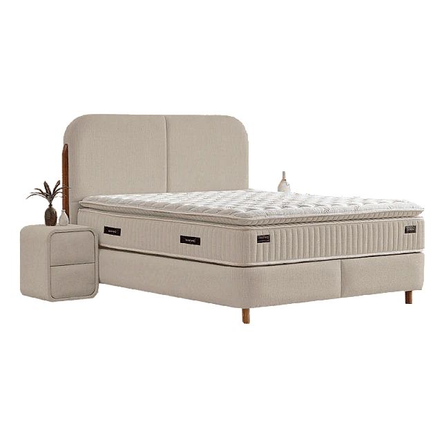 Upholstered bedroom with mattress PORTO 160 x 200 - beige 04