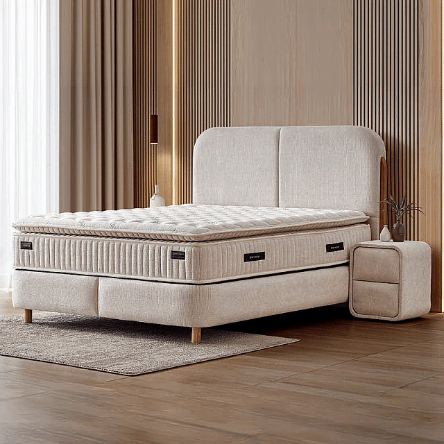 Upholstered bedroom with mattress PORTO 160 x 200 - beige 04
